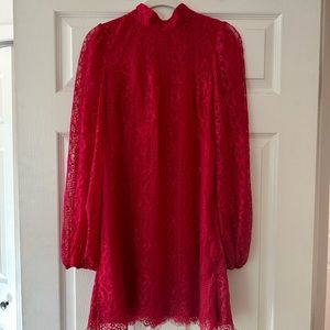 Anthropologie Maeve Red Lace Mini Dress